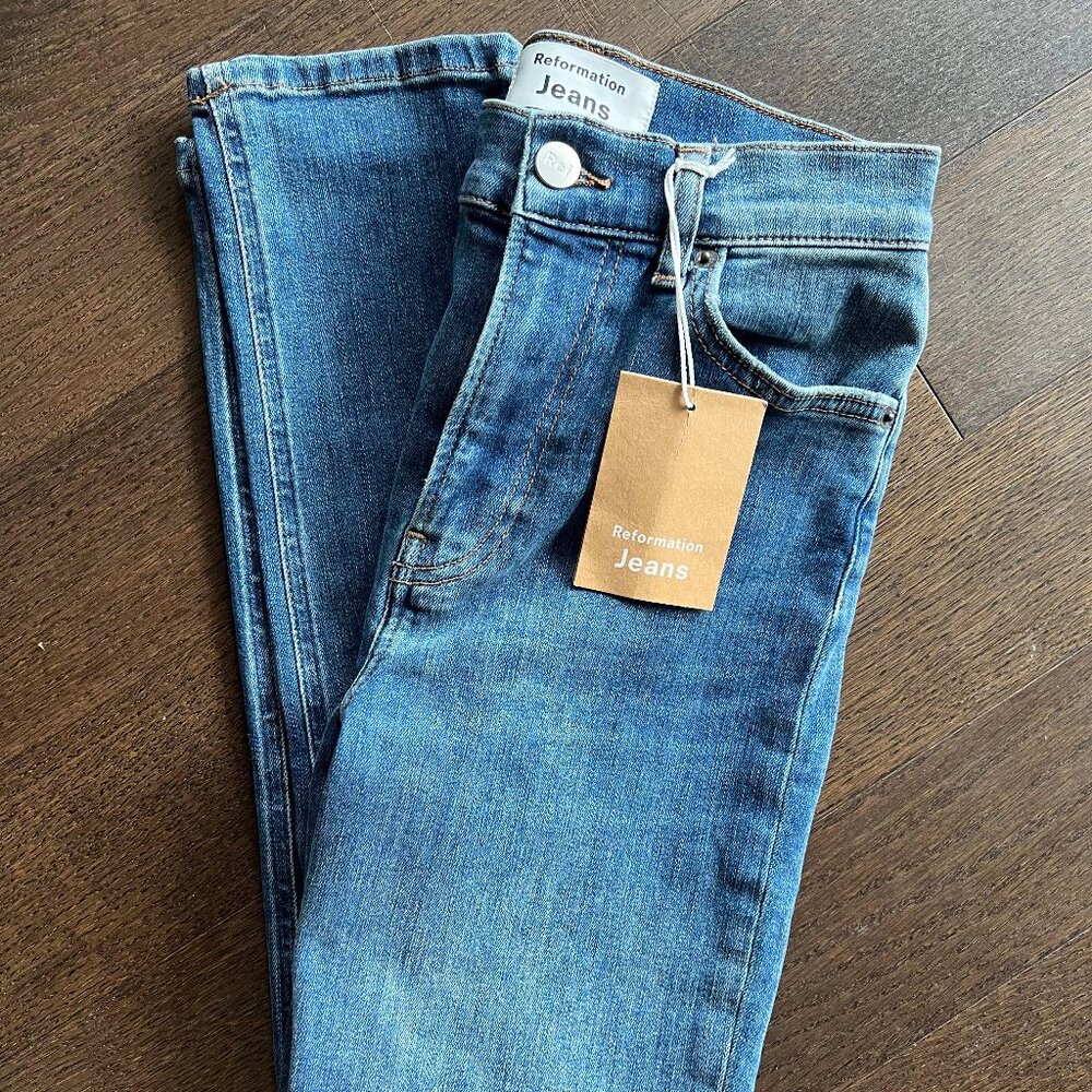 BRAND NEW Reformation Harper High Rise Skinny Jeans Destin Wash size 24
